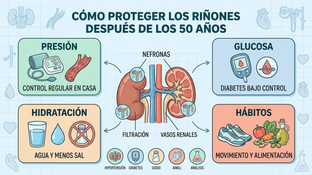 Controlar la presión y adoptar hábitos saludables protege los riñones a largo plazo.