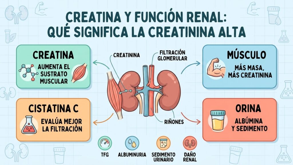 Creatina puede elevar la creatinina sin significar necesariamente daño renal en personas sanas