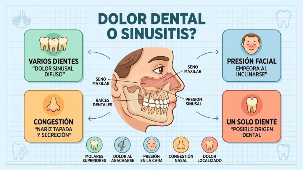 Cuatro pistas ayudan a diferenciar el dolor dental del dolor por sinusitis.