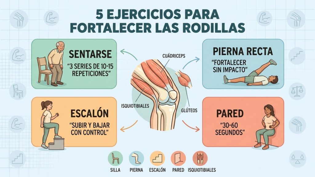5 ejercicios para fortalecer las rodillas en casa
