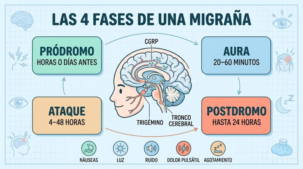 La migraña tiene 4 fases que debes reconocer