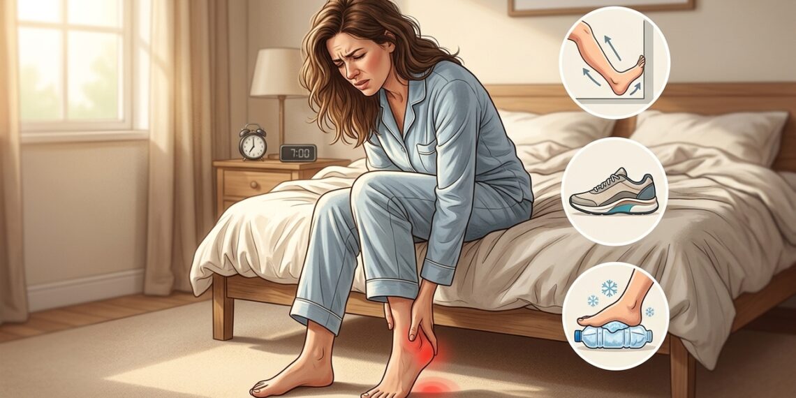El dolor intenso al dar los primeros pasos puede ser característico de fascitis plantar.