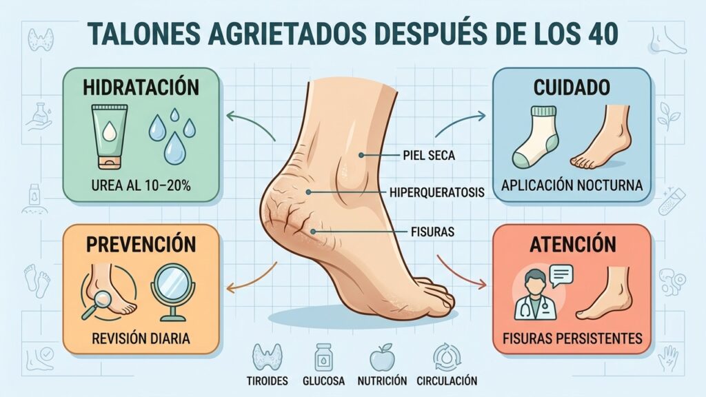 Talones agrietados después de los 40 no son casualidad