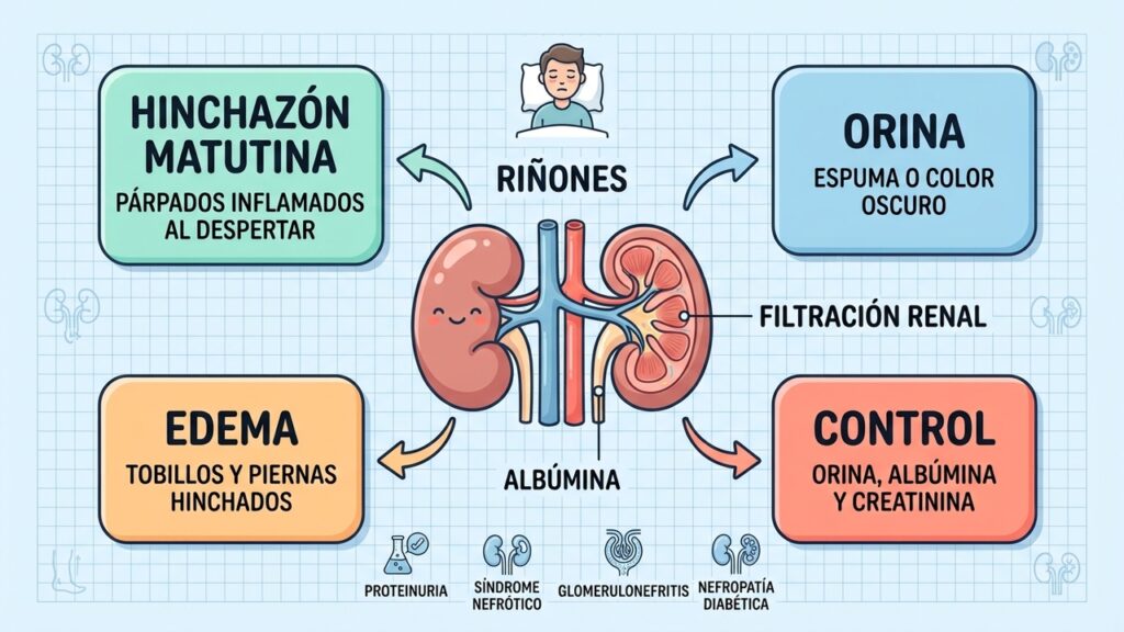 Ojos hinchados al despertar y su posible relación renal