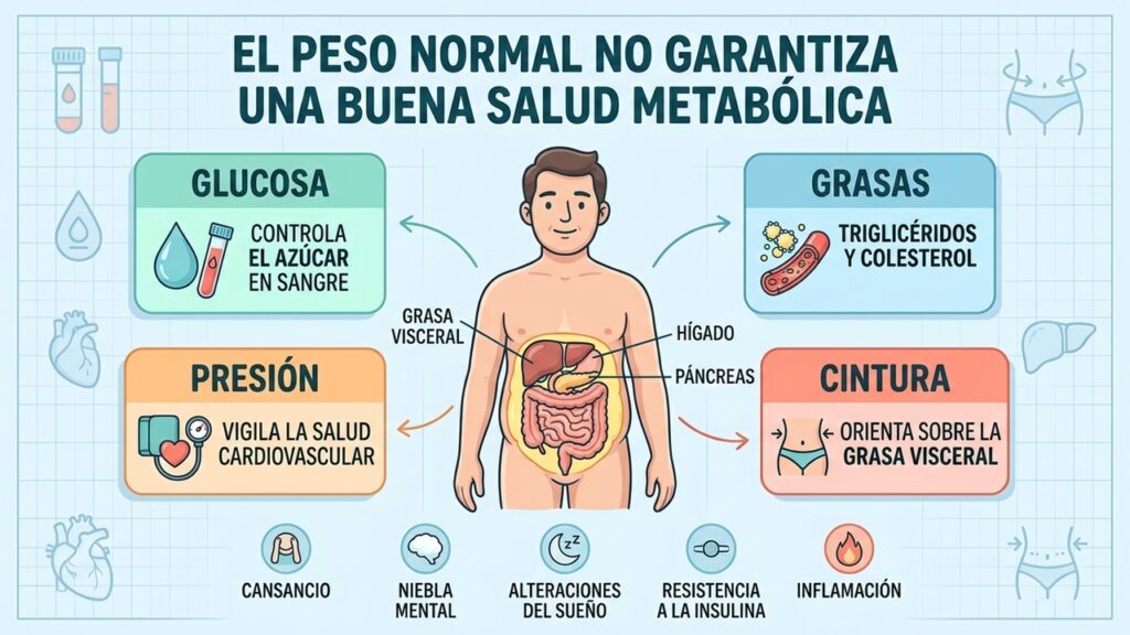 Glucosa, lípidos, presión y cintura ayudan a evaluar la salud metabólica más allá del peso
