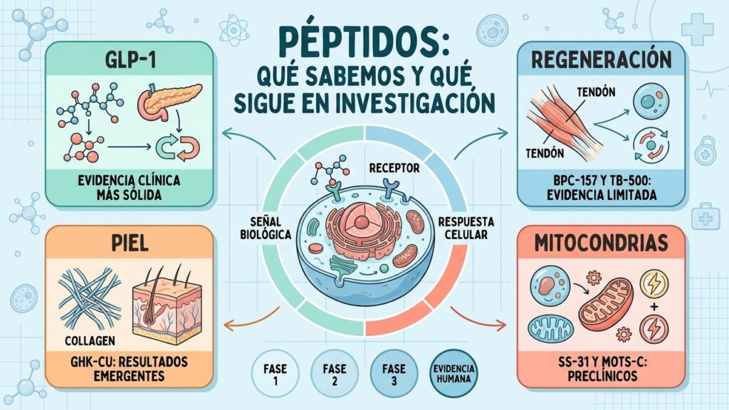 La evidencia de los péptidos va desde resultados preclínicos hasta terapias con ensayos clínicos avanzados