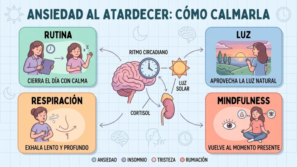 Cuatro estrategias para calmar la ansiedad vespertina y respetar el ritmo circadiano