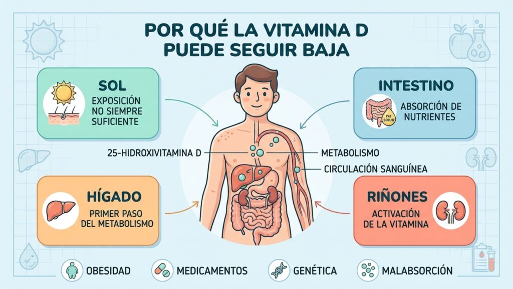 Tu vitamina D está baja y quizá no sea por falta de sol