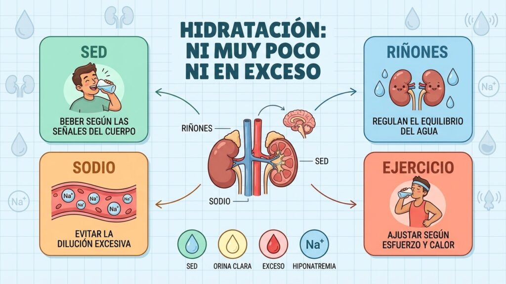 En ejercicio intenso, hidratarse según la sed ayuda a evitar excesos y desequilibrios