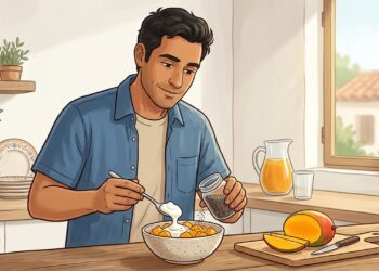 Mango entero con yogur y semillas ofrece una combinación más equilibrada para la glucemia