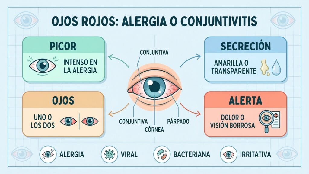 Ojos rojos pueden ser alergia o conjuntivitis