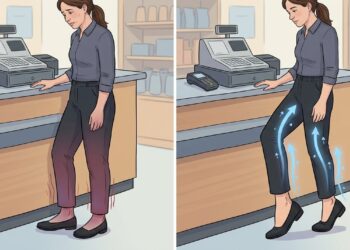 Si sueles pasar muchas horas de pie, moverte y contraer los músculos de las piernas ayuda a la circulación