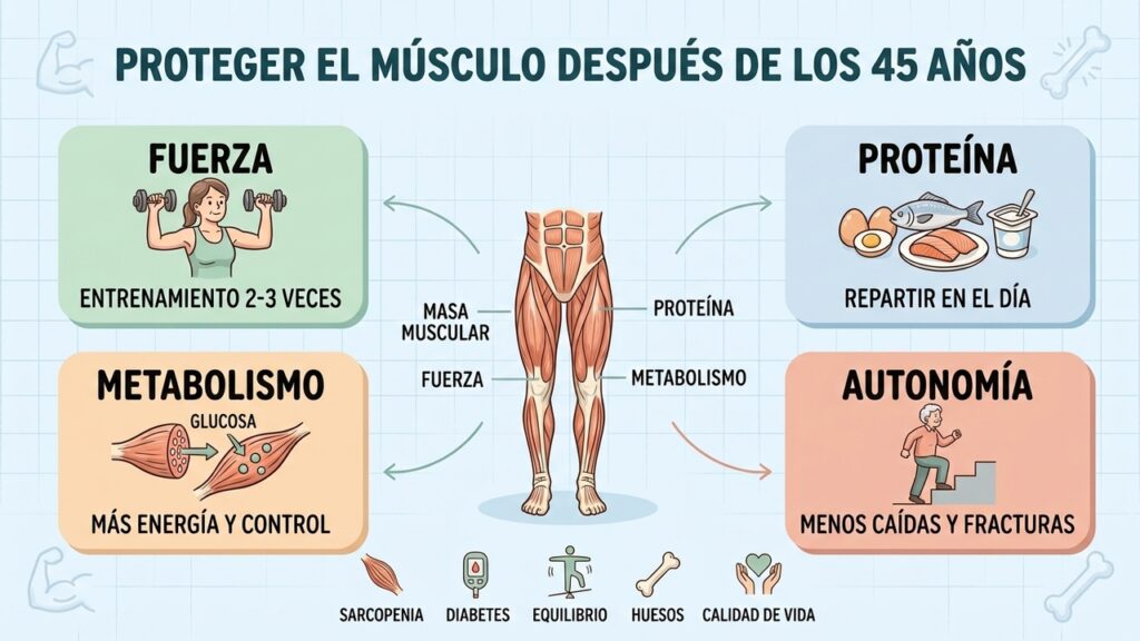 Después de los 45 perder músculo es peor que ganar grasa (Imagen generada por inteligencia artificial)