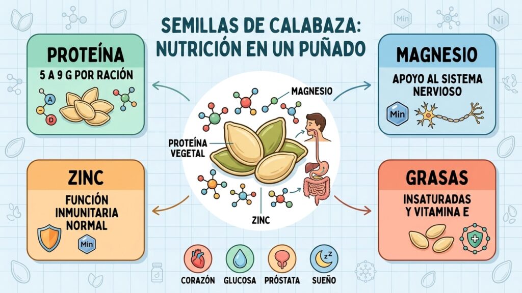 Proteína, magnesio, zinc y vitamina E concentran gran parte de su valor nutricional.