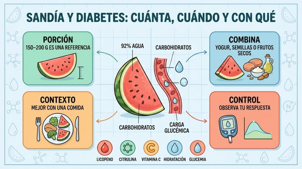 Combinar sandía con proteína y grasas saludables ayuda a moderar su impacto glucémico
