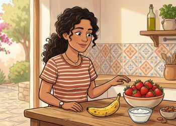 El plátano acompaña el ejercicio; las fresas ofrecen volumen, fibra y pocos azúcares