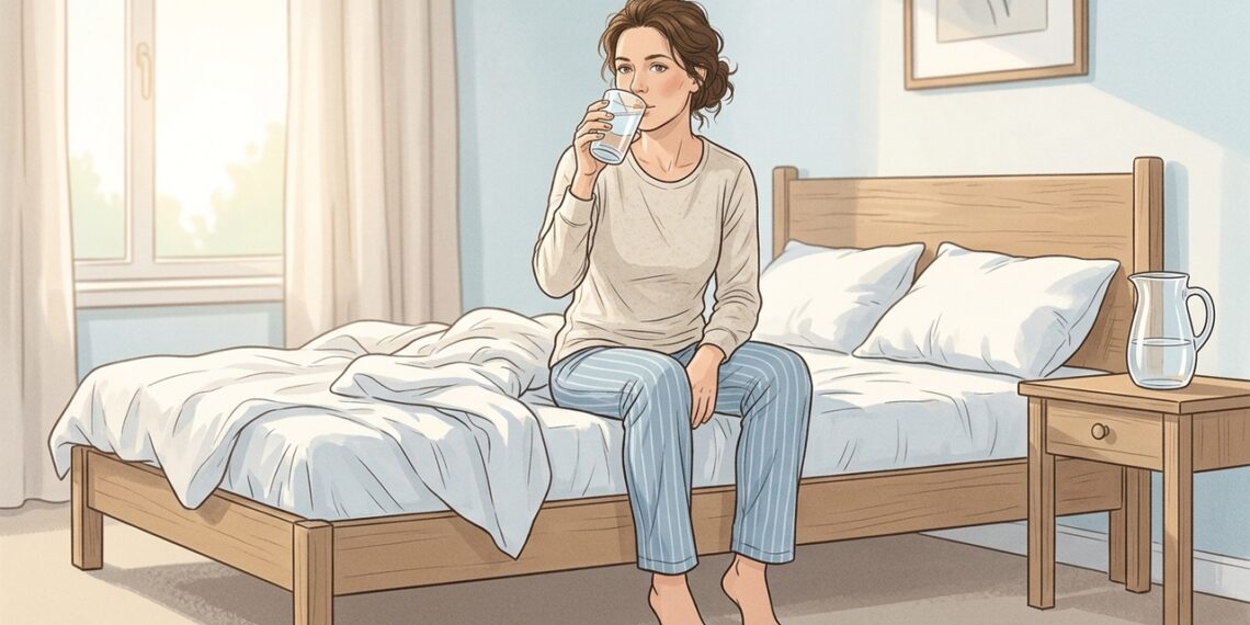 Beber un vaso de agua al despertar ayuda a la hidratación después de horas de sueño