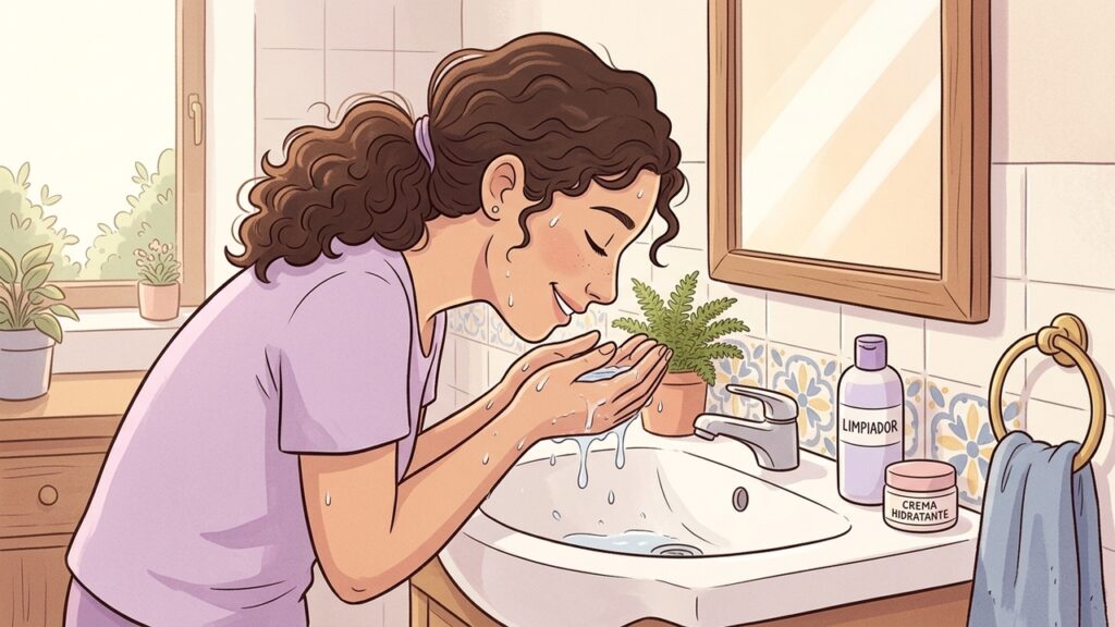 Limpiar con suavidad y evitar el agua muy caliente protege la barrera cutánea.