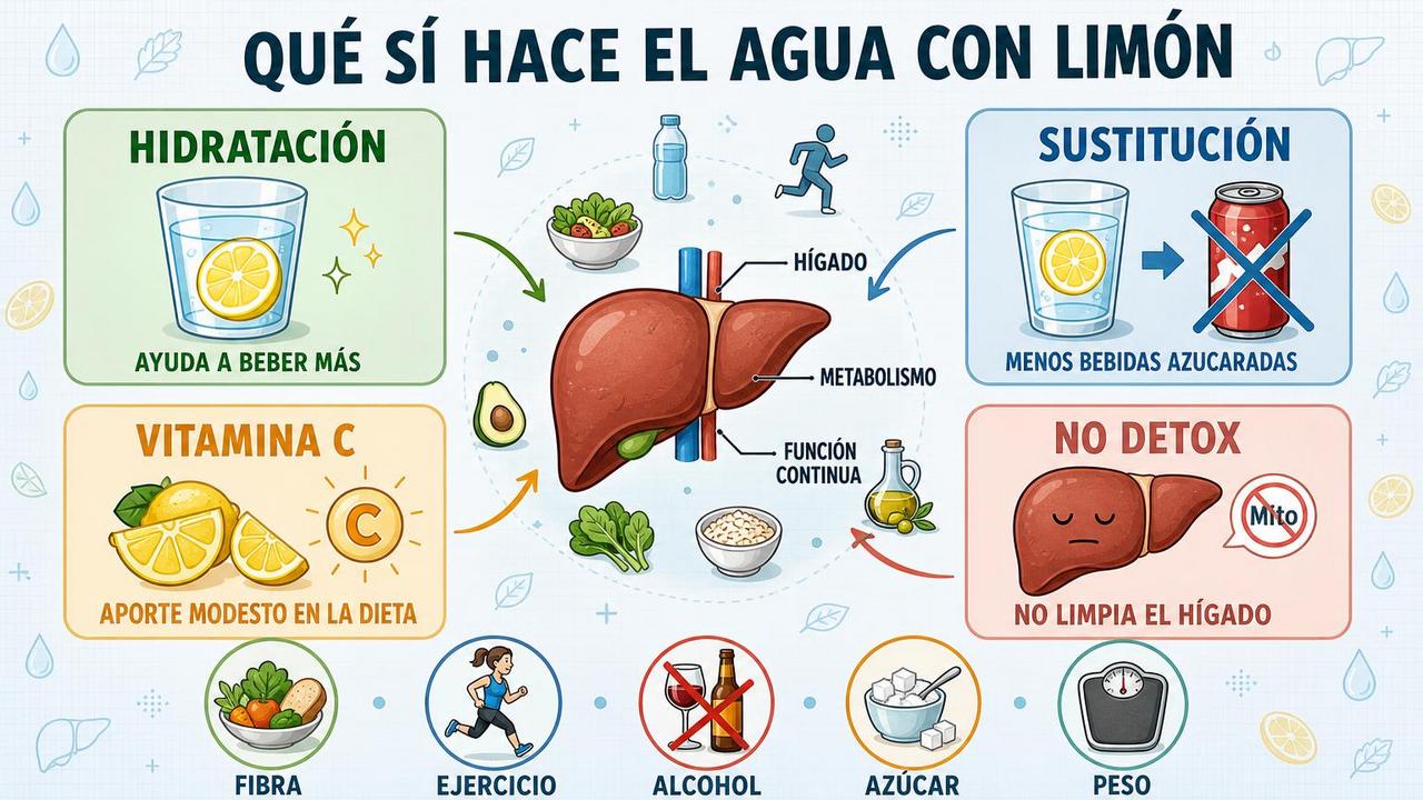 Hidratación, sustitución, vitamina C y hábitos reales para cuidar el hígado.
