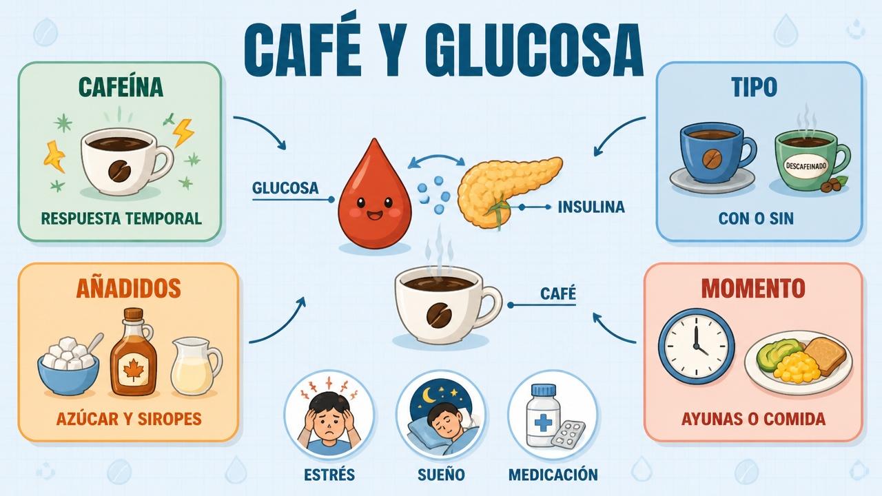 Cafeína, tipo de café, añadidos y momento de consumo cambian la respuesta.