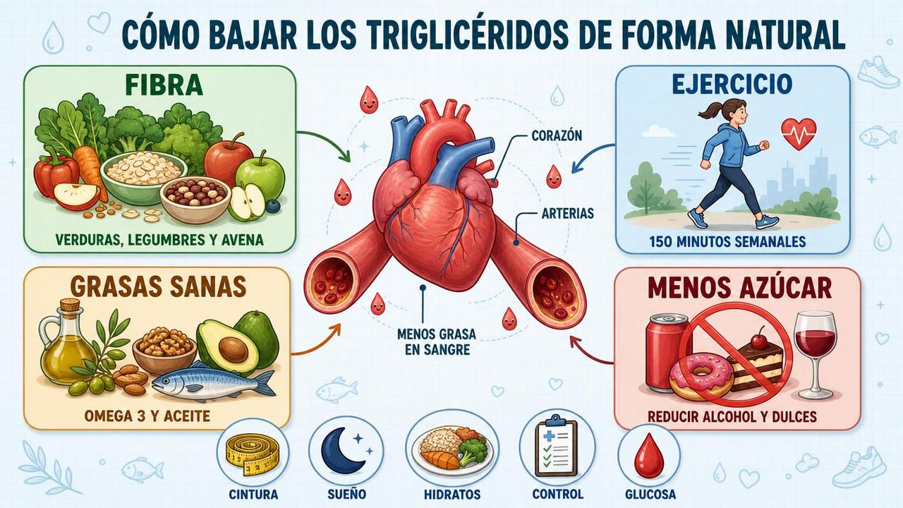 Fibra, ejercicio, grasas sanas y menos azúcar protegen corazón y arterias.