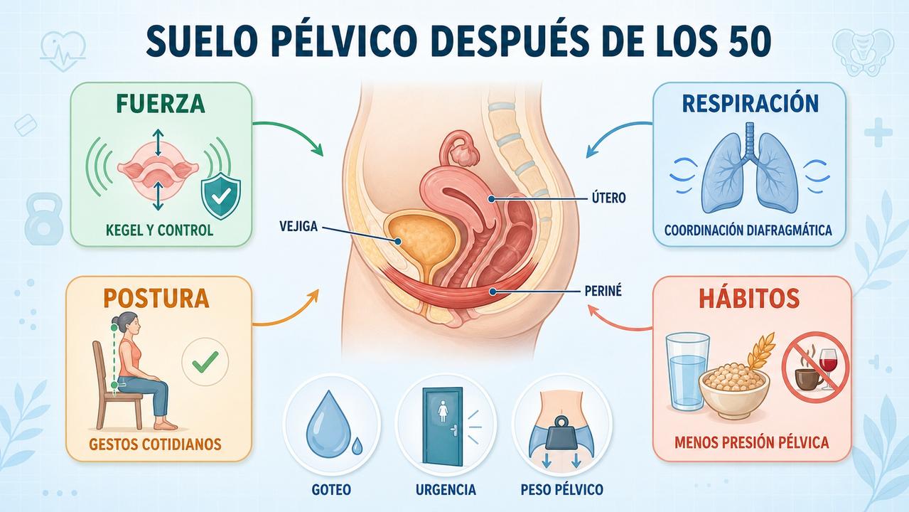 Fuerza, respiración, postura y hábitos sostienen la continencia y la salud pélvica.