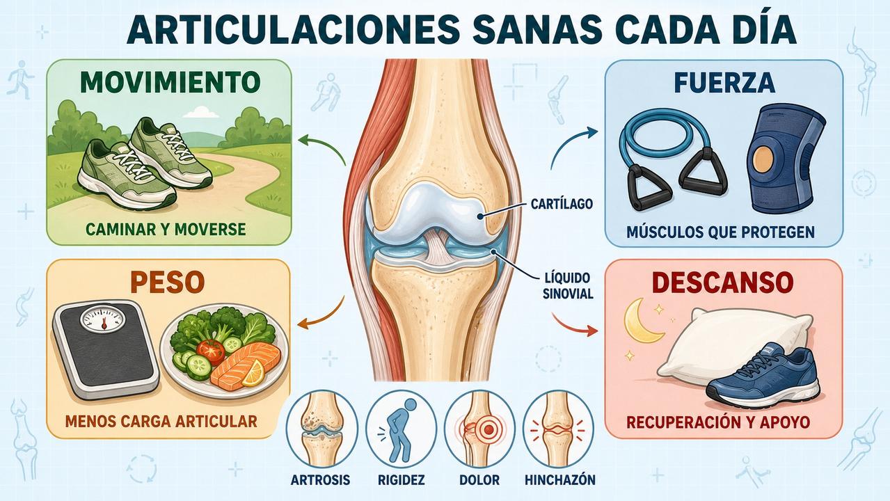 Movimiento, fuerza, peso y descanso sostienen unas articulaciones más sanas.