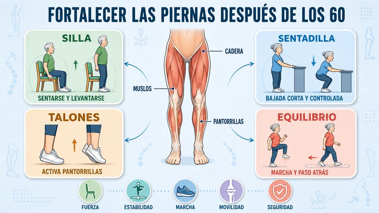 Cuatro pilares para ganar fuerza, equilibrio y movilidad en las piernas.
