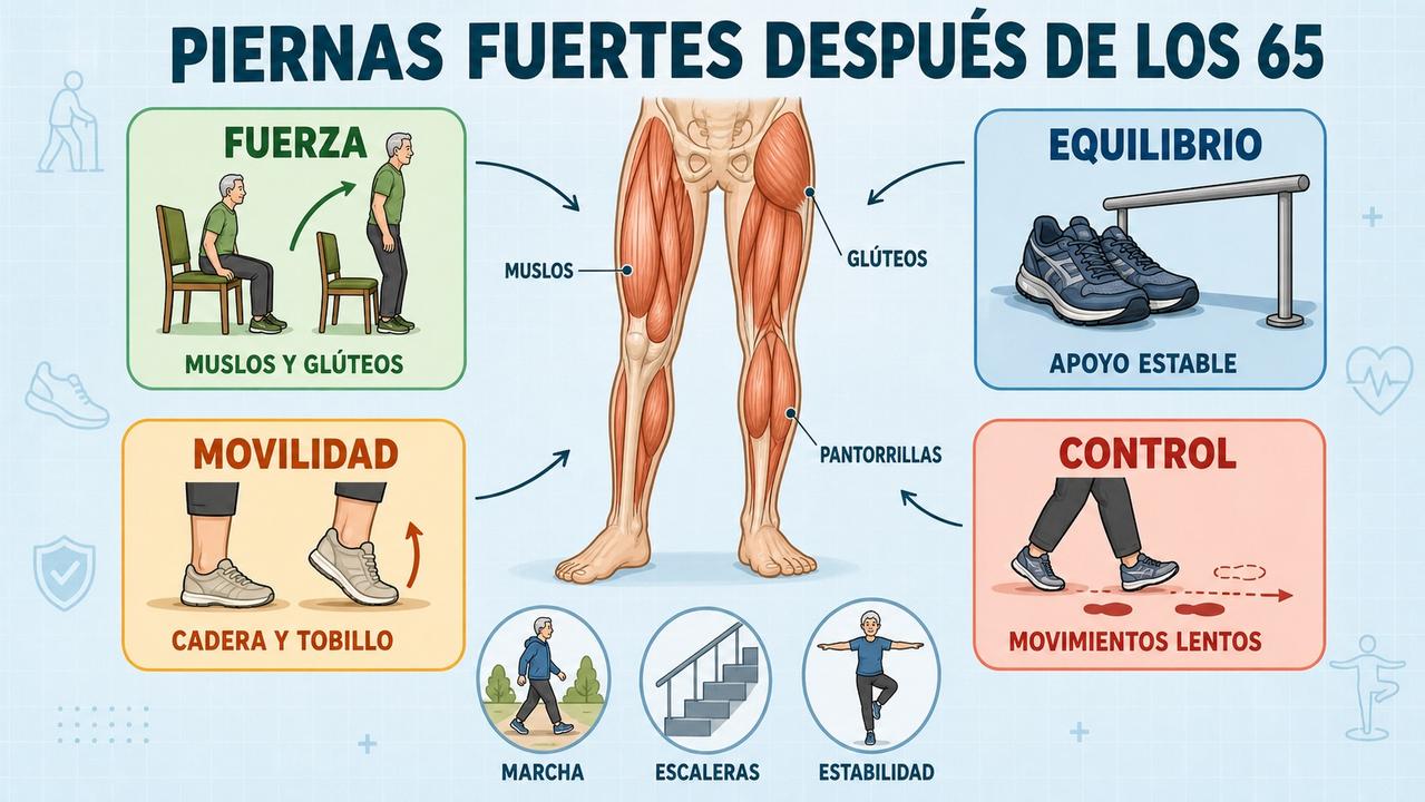 Fuerza, equilibrio, movilidad y control sostienen unas piernas más seguras y funcionales.