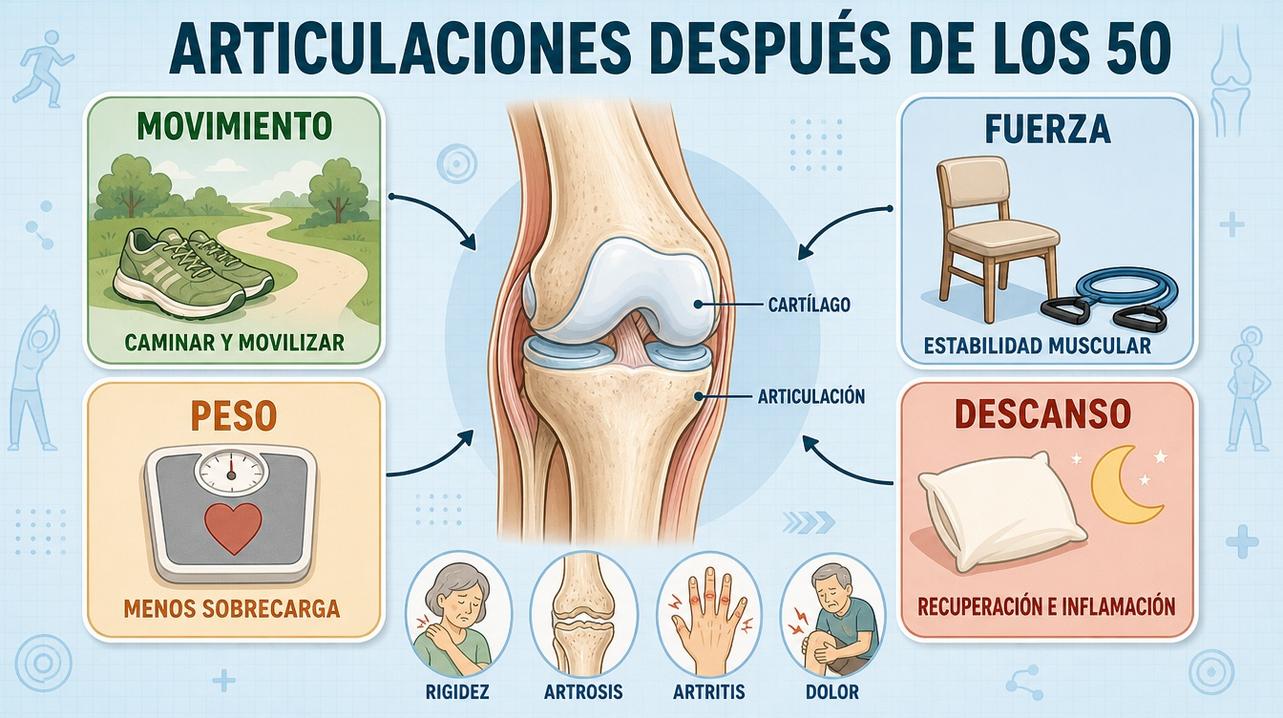 Movimiento, fuerza, peso y descanso sostienen unas articulaciones más resistentes.