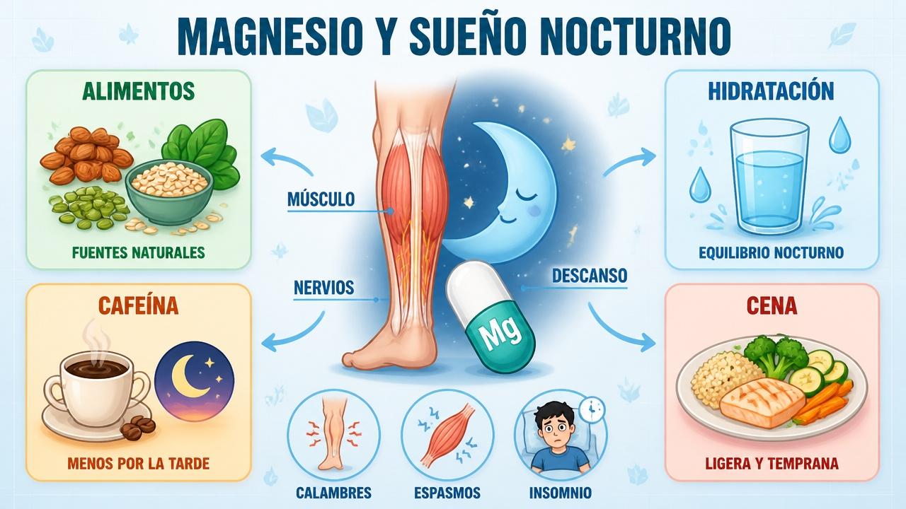 Alimentación, hidratación, menos cafeína y cena ligera apoyan el sueño.