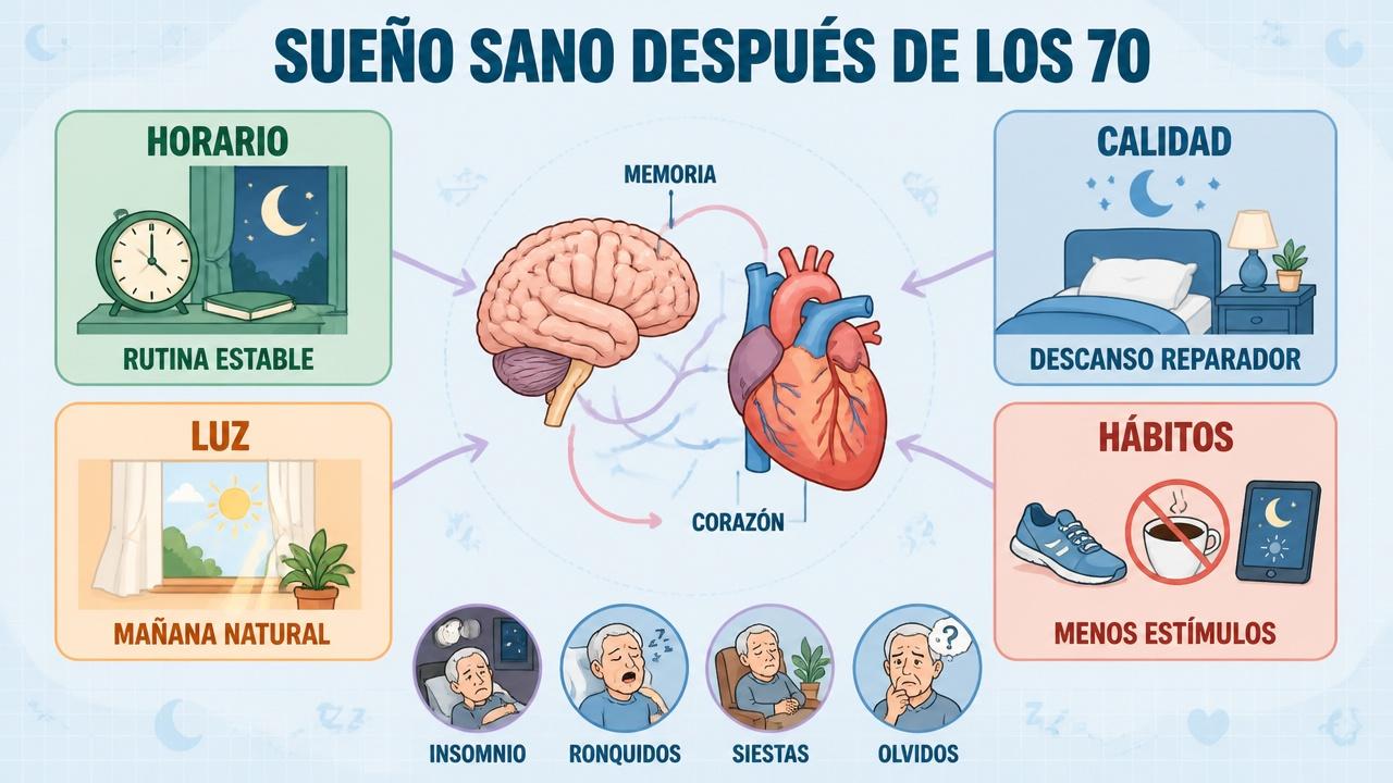 Horario, calidad, luz y hábitos sostienen un sueño saludable en mayores.