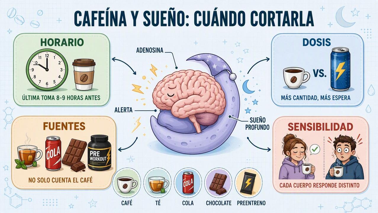 Horario, dosis, fuentes y sensibilidad marcan el impacto de la cafeína.
