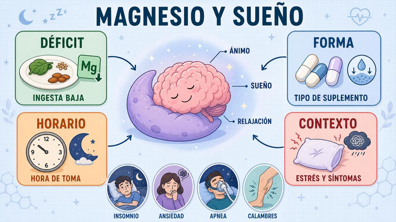 Déficit, forma, horario y contexto influyen en cómo se nota el magnesio.