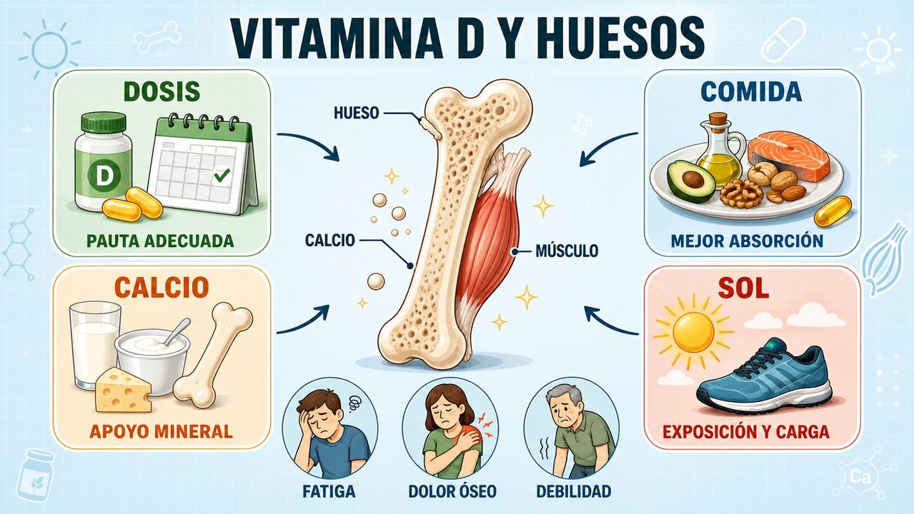 Dosis, comida, calcio y sol influyen en la respuesta de la vitamina D.