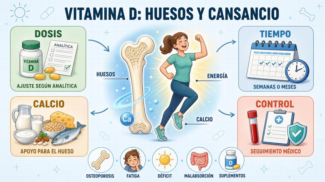 Dosis, tiempo, calcio y control médico condicionan la respuesta a vitamina D.