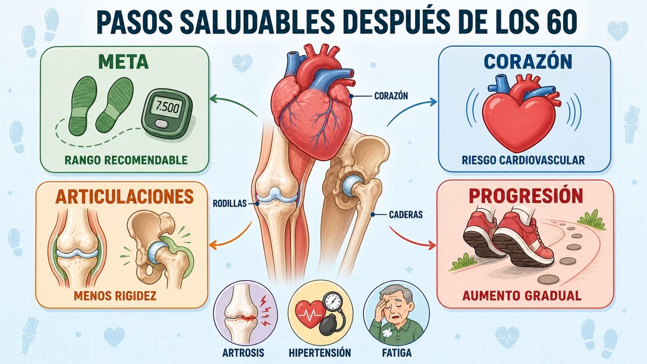 Meta, constancia, progresión y articulaciones marcan unos pasos saludables tras los 60.
