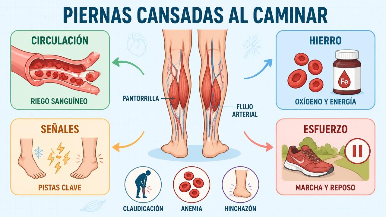 Circulación, hierro, señales y esfuerzo orientan el origen de las piernas cansadas.