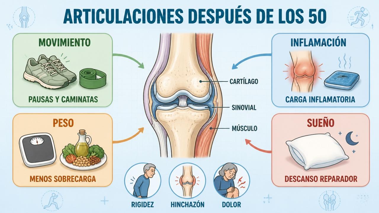 Movimiento, inflamación, peso y sueño influyen en el dolor articular.