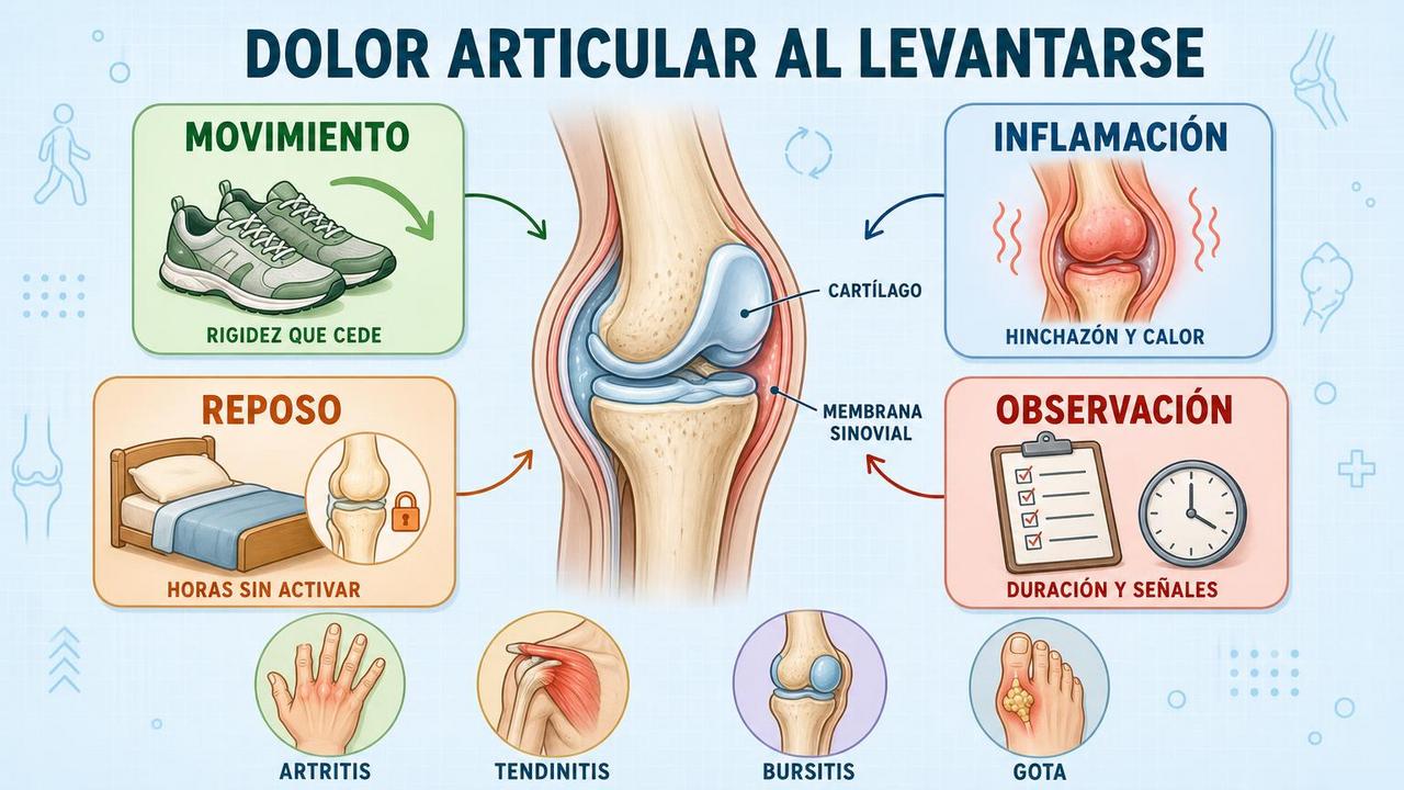 Movimiento, inflamación, reposo y observación orientan el origen del dolor articular.