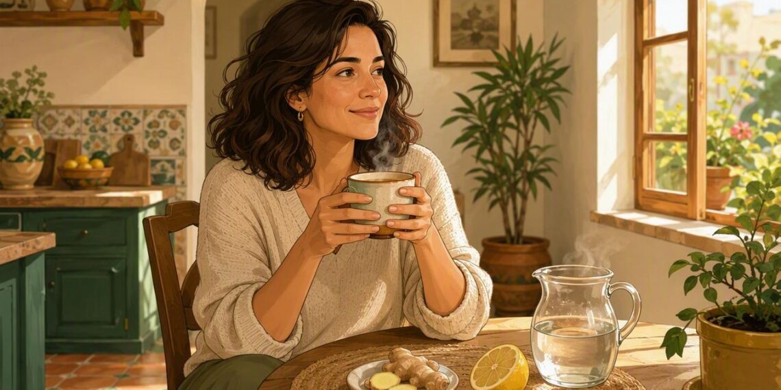 La infusión de jengibre con limón puede aliviar pesadez y náuseas leves.