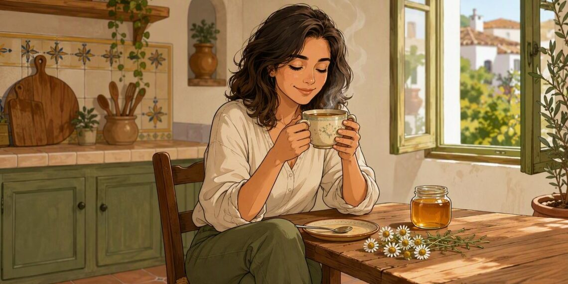 La manzanilla con miel puede aliviar digestiones pesadas y garganta irritada.