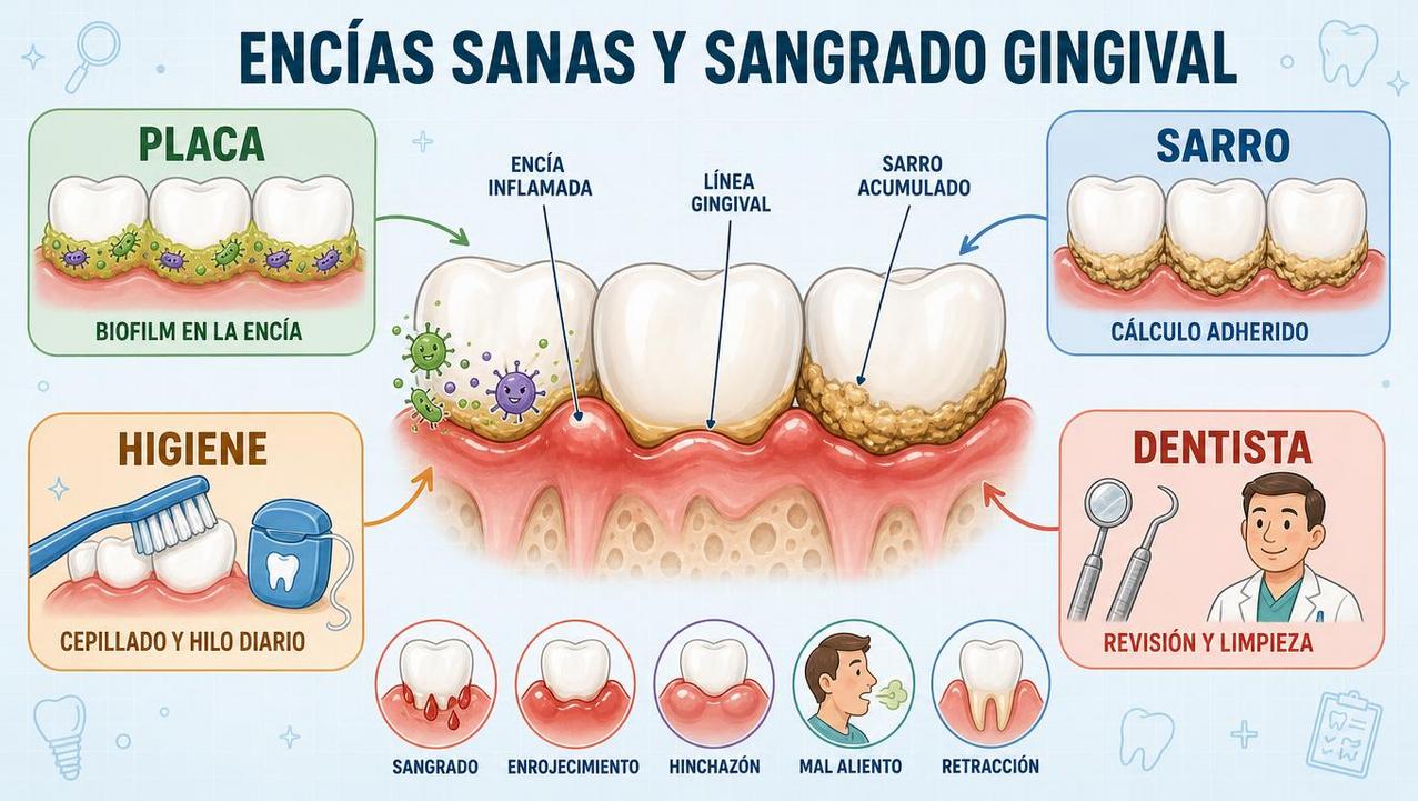 Placa, sarro, higiene y revisión dental: pilares para reducir el sangrado.