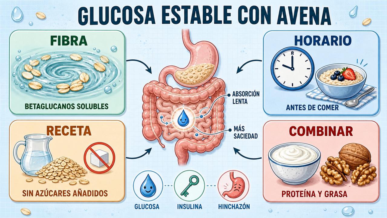 Fibra, horario, receta simple y combinación adecuada favorecen una glucosa más estable.