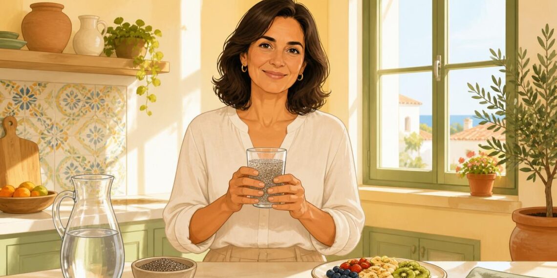 El agua de chía puede apoyar el tránsito intestinal con buena hidratación.