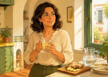 El agua de jengibre puede aliviar la pesadez tras comidas copiosas.