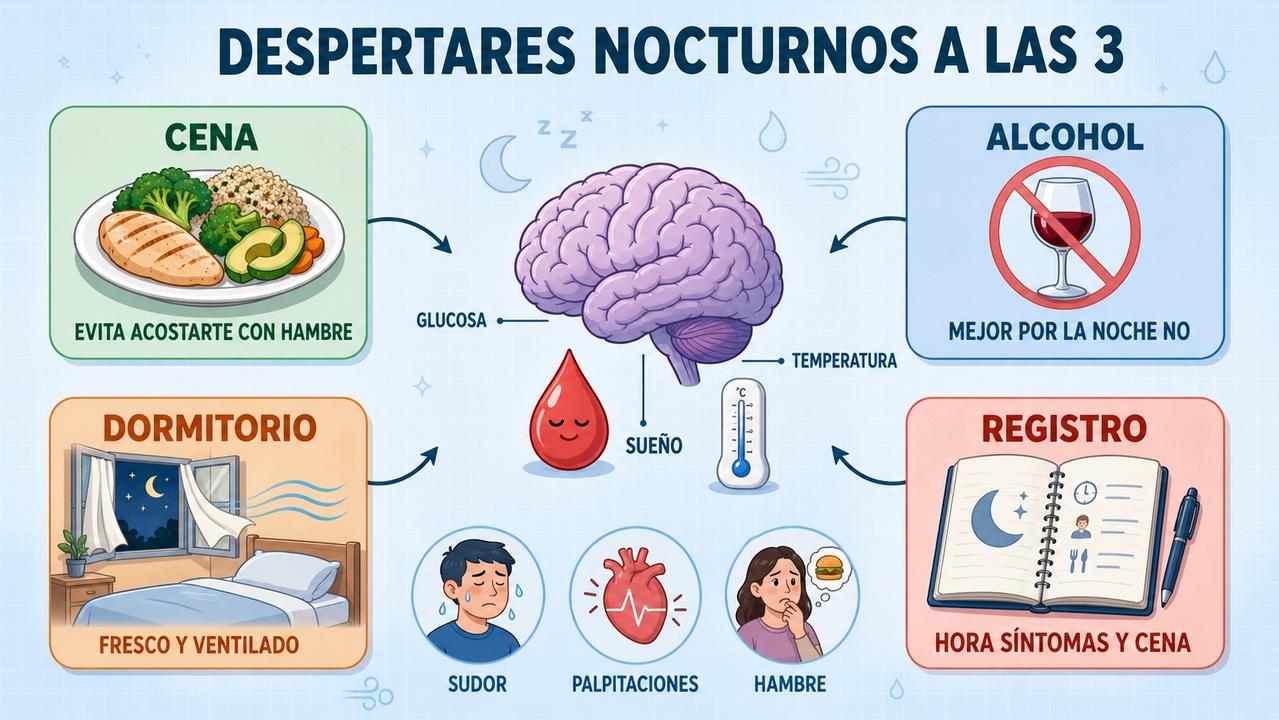 Cena, alcohol, dormitorio y registro ayudan a entender los despertares nocturnos.
