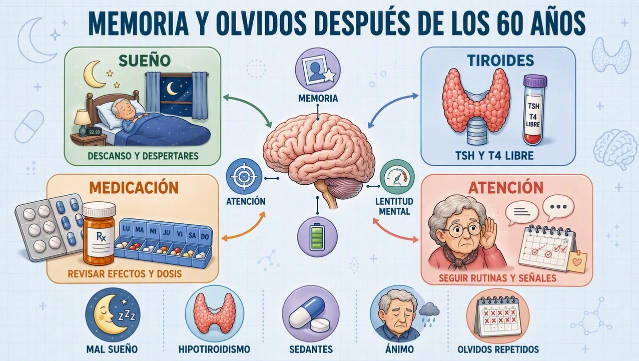 Sueño, tiroides, medicación y atención: claves para entender los olvidos.