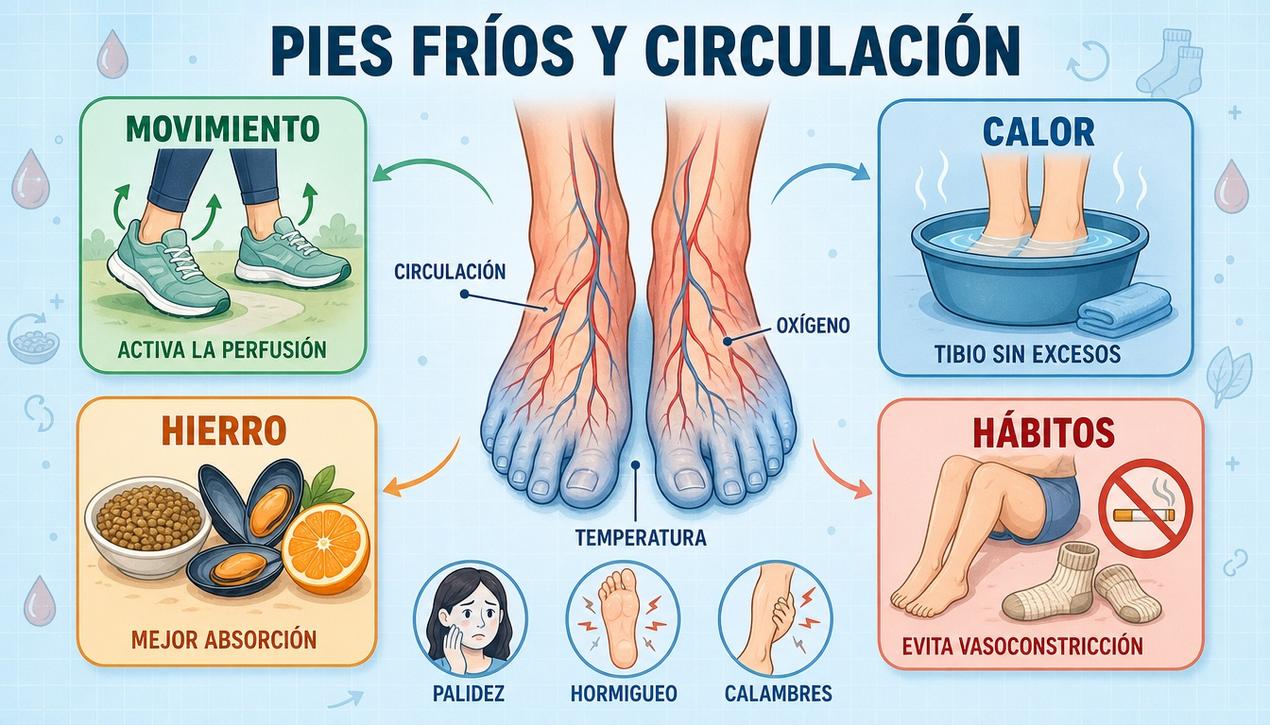 Movimiento, calor local, hierro y hábitos saludables ayudan a mejorar la perfusión.
