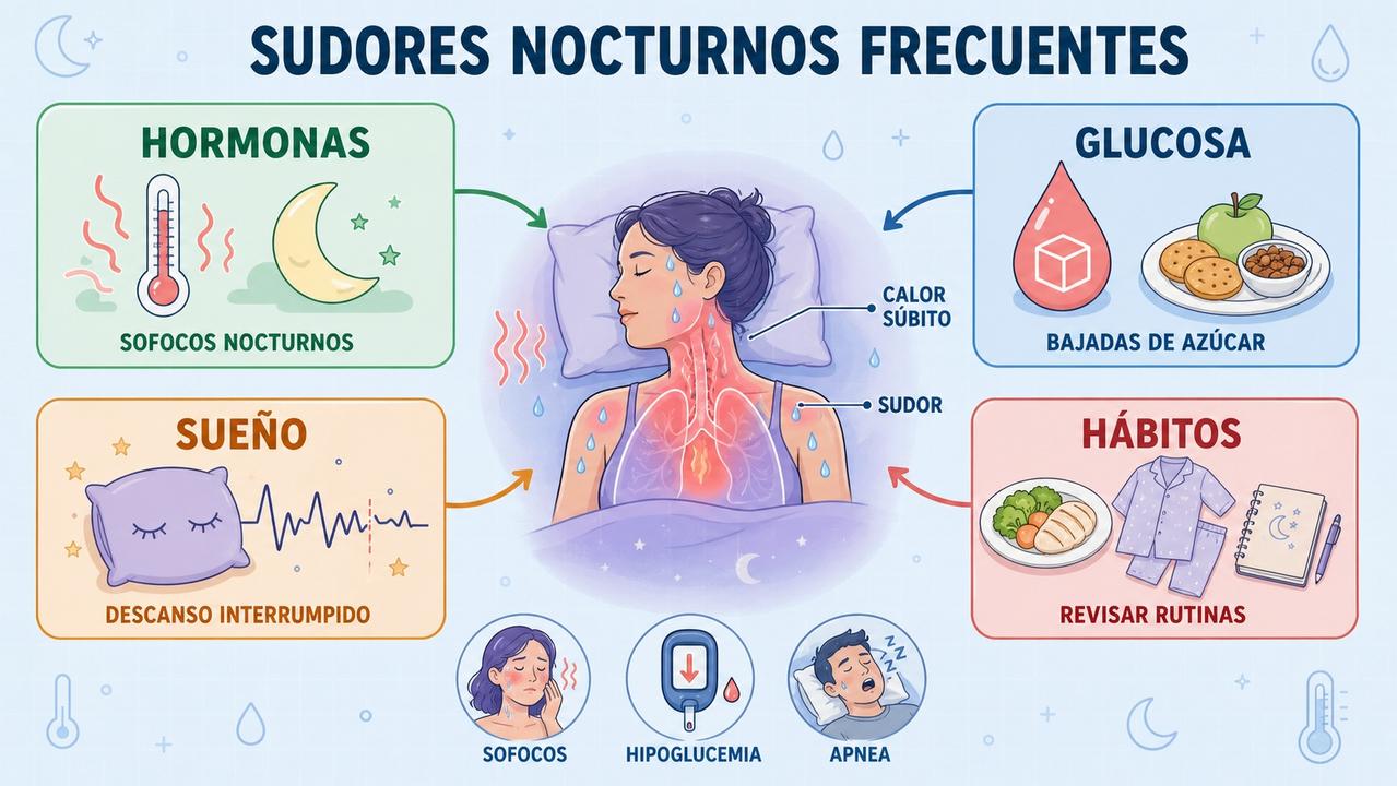 Hormonas, glucosa, sueño y hábitos ayudan a entender los sudores nocturnos.